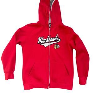 NHL‎ Chicago Blackhawks L Full Zip Sherpa Hoodie Pockets Warm Fall Hockey Fan